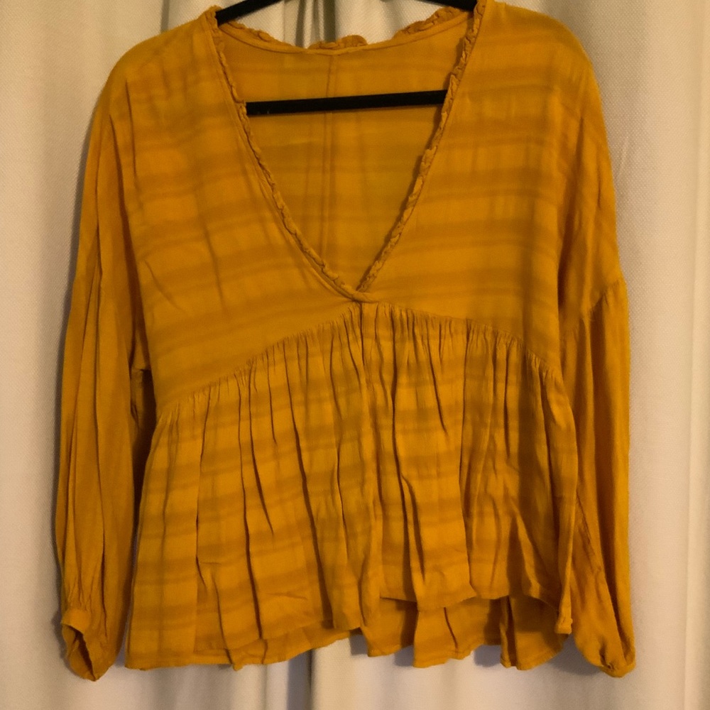 Mustard Deep V blouse
